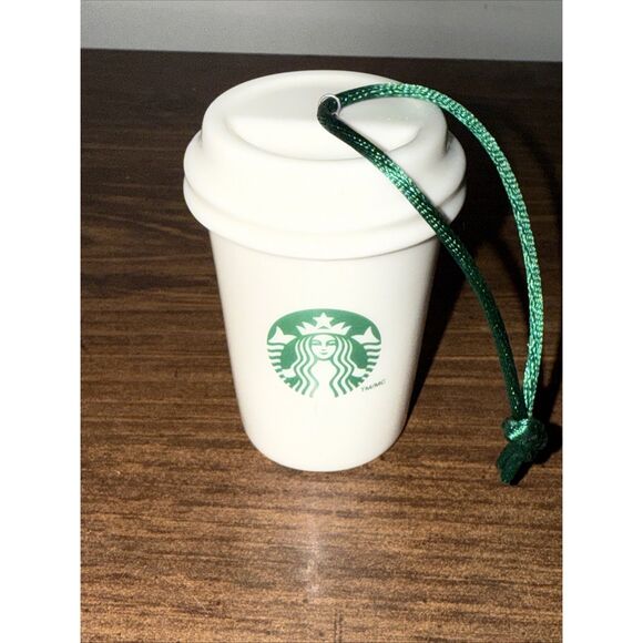 2016 Large Orig Mermaid Logo Ceramic 2.5" Starbucks Coffee Cup Holiday Ornament - Picture 1 of 5